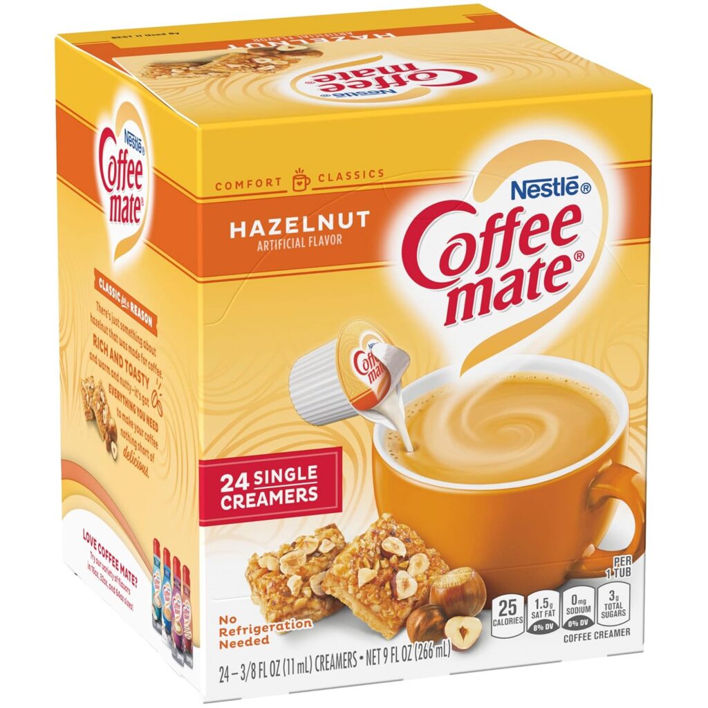 Coffee Mate Hazelnut Liquid Creamer Cups 11ml (0.38 fl oz) – 24 Cups per box
