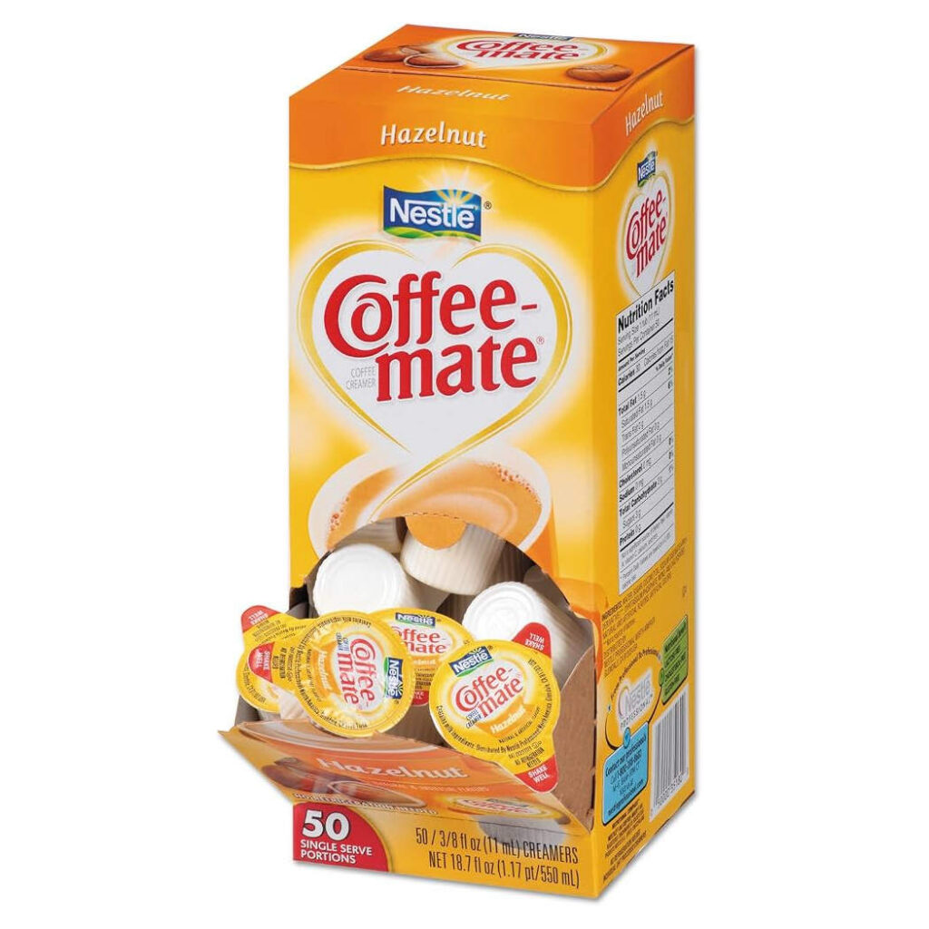 Coffee Mate Hazelnut Liquid Creamer Cups 11ml (0.38 fl oz) – 50 Cups per box